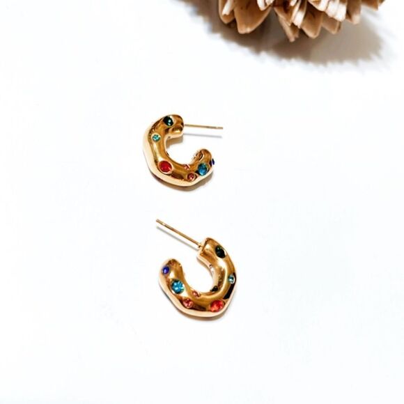 Rhinestone hoop earrings M56 - Picture 6 of 9